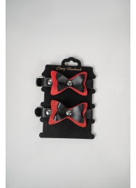 Черно-красные кожаные наручники с бантиками - Crazy Handmade - купить с доставкой в Барнауле Черно-красные кожаные наручники с бантиками - Crazy Handmade - купить с доставкой в Барнауле