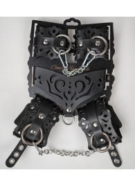 Черный ажурный кожаный набор фиксаций - Crazy Handmade - купить с доставкой в Барнауле Черный ажурный кожаный набор фиксаций - Crazy Handmade - купить с доставкой в Барнауле
