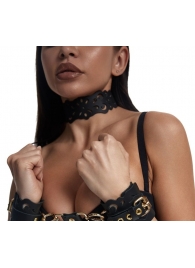 Черный ажурный чокер с золотистой фурнитурой - Crazy Handmade - купить с доставкой в Барнауле