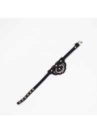 Черный чокер с клепками и золотистой фурнитурой - Crazy Handmade - купить с доставкой в Барнауле