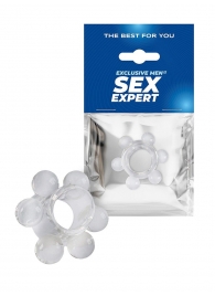 Прозрачное эрекционное кольцо с 6 стимулирующими шариками - Sex Expert - в Барнауле купить с доставкой Прозрачное эрекционное кольцо с 6 стимулирующими шариками - Sex Expert - в Барнауле купить с доставкой