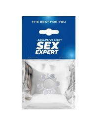 Прозрачное эрекционное кольцо с шариками и шипами - Sex Expert - в Барнауле купить с доставкой
