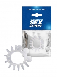 Эластичное эрекционное кольцо с шариками и лучами - Sex Expert - в Барнауле купить с доставкой
