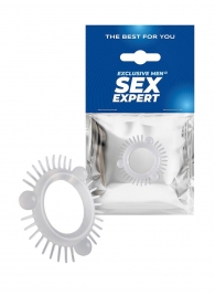 Эластичное эрекционное кольцо с 3 шариками и шипами - Sex Expert - в Барнауле купить с доставкой