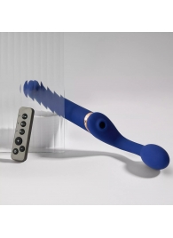 Синий безремневой страпон Multi Orgasm Bendable Strap-On size L с клиторальной стимуляцией - Strap-on-me - купить с доставкой в Барнауле