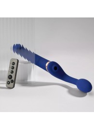 Синий безремневой страпон Multi Orgasm Bendable Strap-On size XL с клиторальной стимуляцией - Strap-on-me - купить с доставкой в Барнауле