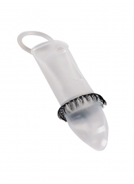 Закрытая насадка на пенис с подхватом мошонки и стимулирующими «ресничками» - Sextaz - в Барнауле купить с доставкой