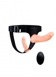 Женский страпон с 2 насадками, вибрацией и пультом ДУ - Erowoman-Eroman - купить с доставкой в Барнауле