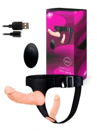 Женский страпон с 2 насадками, вибрацией и пультом ДУ - Erowoman-Eroman - купить с доставкой в Барнауле