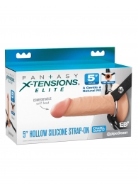 Телесный пустотелый фаллопротез 5’’ Hollow Silicone Strap-On - 14 см. - Pipedream - купить с доставкой в Барнауле