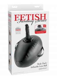 Черный надувной мяч с платформой для фиксации дилдо Body Dock Inflatable Love Ball - Pipedream - купить с доставкой в Барнауле