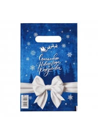 Сине-белый подарочный новогодний пакет с вырубной ручкой (20х30 см) - Сима-Ленд - купить с доставкой в Барнауле