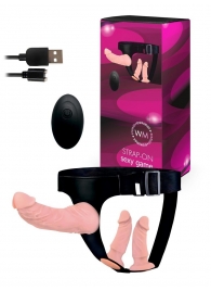 Женский страпон с 3 насадками и вибрацией - Erowoman-Eroman - купить с доставкой в Барнауле