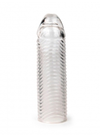 Прозрачная закрытая насадка на пенис с ребрышками - 16 см. - Sex Expert - в Барнауле купить с доставкой