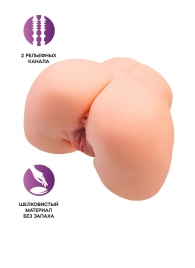 Телесный мастурбатор в форме попки с 2 любовными входами - No Name - в Барнауле купить с доставкой