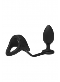Черное эрекционное кольцо с анальной пробкой Cockstrap With Anal Plug - Dream Toys - в Барнауле купить с доставкой