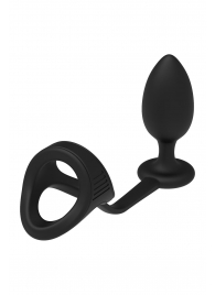 Черное эрекционное кольцо с анальной пробкой Cockstrap With Anal Plug - Dream Toys - в Барнауле купить с доставкой