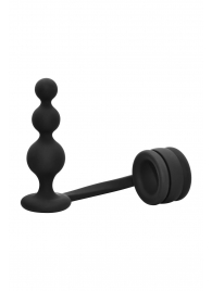 Черное эрекционное кольцо с анальной елочкой Cockring With Beaded Anal Plug - Dream Toys - в Барнауле купить с доставкой