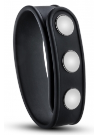 Черное эрекционное кольцо на кнопках - Blush Novelties - в Барнауле купить с доставкой