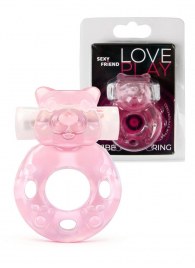 Розовое эрекционное виброкольцо в форме мишки - 1137 - в Барнауле купить с доставкой