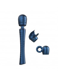 Синий вибромассажёр с насадками Man.wand Edgy - Manwan - в Барнауле купить с доставкой