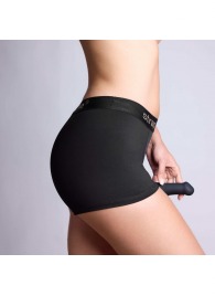 Черные трусики-боксеры для фиксации насадок Strap-on-me Harness Lingerie Allure - size XS - Strap-on-me - купить с доставкой в Барнауле