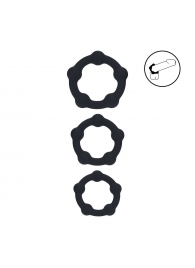 Набор из 3 эрекционных колец Beaded Silicone Cockring Set - Shots Media BV - в Барнауле купить с доставкой