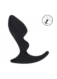 Черная анальная пробка для массажа простаты Double Ripple Silicone Prostate Massager - Shots Media BV - в Барнауле купить с доставкой