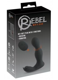 Черная анальная пробка с вибрацией, вращением и пультом ДУ RC Butt Plug with 2 Functions - Orion - в Барнауле купить с доставкой