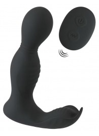 Черная анальная пробка с вибрацией, вращением и пультом ДУ RC Butt Plug with 2 Functions - Orion - в Барнауле купить с доставкой