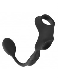 Черное виброкольцо с анальной пробкой Cock Ring with RC Butt Plug - Orion - в Барнауле купить с доставкой