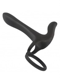 Черная насадка на член с вибрацией Couple’s Vibrator - Orion - в Барнауле купить с доставкой