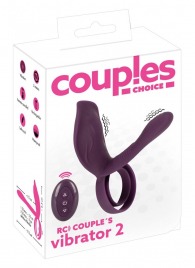 Фиолетовая насадка на член с клиторальным отростком и пультом ДУ RC Couple’s Vibrator 2 - Orion - в Барнауле купить с доставкой