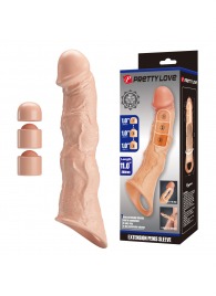 Телесный фаллоудлинитель с 3 вставками - 28 см. - Baile - в Барнауле купить с доставкой