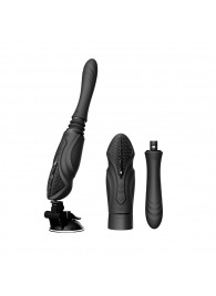 Черная секс-машина с функцией нагрева, насадками и присоской Sesh - Zalo - купить с доставкой в Барнауле