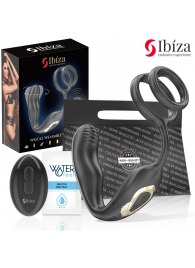 Черная анальная пробка с вращением и эрекционными кольцами - Ibiza - в Барнауле купить с доставкой