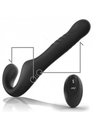 Черный безремневой страпон с вибрацией и возвратно-поступательными движениями - 24 см. - Ibiza - купить с доставкой в Барнауле
