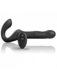Черный безремневой страпон с вибрацией и возвратно-поступательными движениями - 24 см. - Ibiza - купить с доставкой в Барнауле