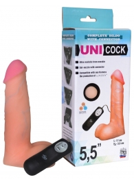 Фаллическая насадка Харнесс UNICOCK 5,5  с вибрацией - 17 см. - LOVETOY (А-Полимер) - купить с доставкой в Барнауле
