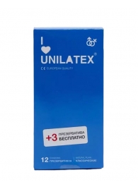 Классические презервативы Unilatex Natural Plain - 12 шт. + 3 шт. в подарок - Unilatex - купить с доставкой в Барнауле