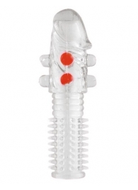 Гелевая прозрачная насадка с шариками и шипами - 14 см. - Toyfa Basic - в Барнауле купить с доставкой Гелевая прозрачная насадка с шариками и шипами - 14 см. - Toyfa Basic - в Барнауле купить с доставкой