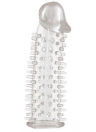 Прозрачная насадка на половой член с закрытой головкой и шипами - 12,5 см. - Toyfa Basic - в Барнауле купить с доставкой