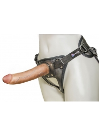 Насадка-фаллоимитатор на кожаных трусиках Harness Ultra Realistic 7  - 18 см. - LOVETOY (А-Полимер) - купить с доставкой в Барнауле