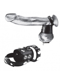 Утяжка на пенис и мошонку Cock Ring With 1.5  Ball Stretcher And Optional Weight Ring - BlueLine - купить с доставкой в Барнауле