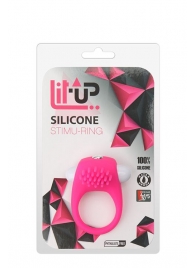 Розовое эрекционное кольцо с щеточкой LIT-UP SILICONE STIMU RING 5 - Dream Toys - в Барнауле купить с доставкой