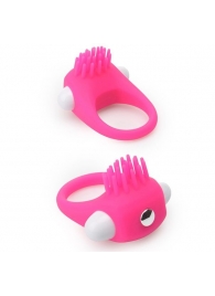 Розовое эрекционное кольцо с щеточкой LIT-UP SILICONE STIMU RING 5 - Dream Toys - в Барнауле купить с доставкой