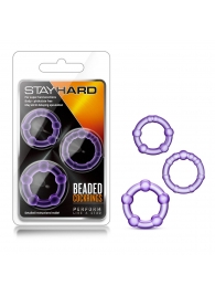 Набор из 3 фиолетовых эрекционных колец Stay Hard Beaded Cockrings - Blush Novelties - в Барнауле купить с доставкой