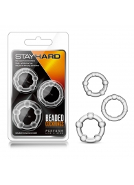 Набор из 3 прозрачных эрекционных колец Stay Hard Beaded Cockrings - Blush Novelties - в Барнауле купить с доставкой