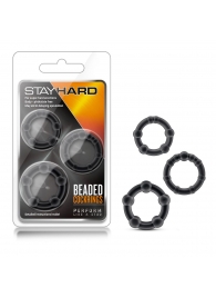 Набор из 3 чёрных эрекционных колец Stay Hard Beaded Cockrings - Blush Novelties - в Барнауле купить с доставкой