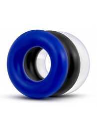 Набор из 3 разноцветных колец Stay Hard Donut Rings - Blush Novelties - в Барнауле купить с доставкой